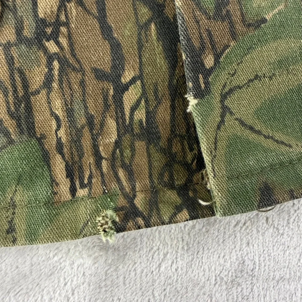 VTG 80s Trebark Camo Hunting Jacket Mens L Green Brown Leaf BarkCoat USA made